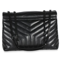 Saint Laurent Black Calfskin Y Quilted Monogram Medium Loulou Chain Satchel Handbag 4