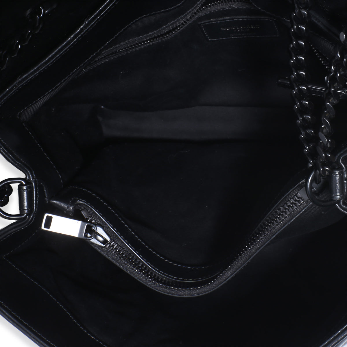 Saint Laurent Black Calfskin Y Quilted Monogram Medium Loulou Chain Satchel Handbag 9