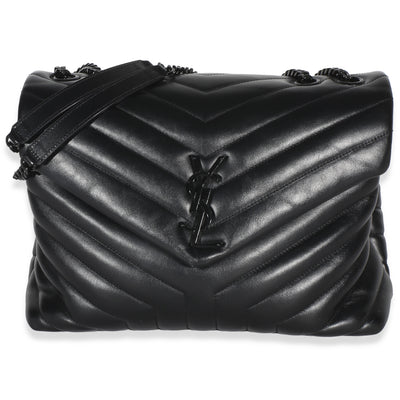 Saint Laurent Black Calfskin Y Quilted Monogram Medium Loulou Chain Satchel Handbag id