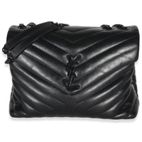 Saint Laurent Black Calfskin Y Quilted Monogram Medium Loulou Chain Satchel Handbag id