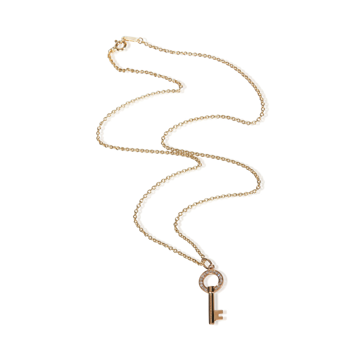 Tiffany & Co. Yellow Gold Diamond Mini Modern Open Round Key Pendant 3