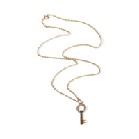 Tiffany & Co. Yellow Gold Diamond Mini Modern Open Round Key Pendant 3