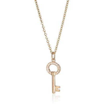 Tiffany & Co. Yellow Gold Diamond Mini Modern Open Round Key Pendant fv