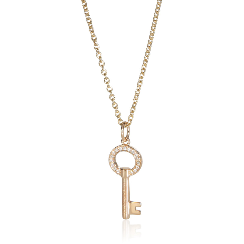 Tiffany & Co. Yellow Gold Diamond Mini Modern Open Round Key Pendant fv