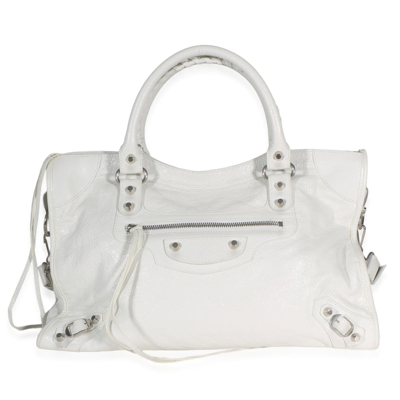 Balenciaga Optic White Agneau Arena Medium Le City Bag Handbag id