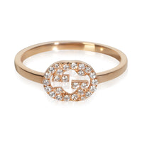 Gucci Rose Gold Diamond Interlocking G Ring fv