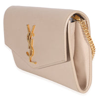 Saint Laurent Dark Beige Grain De Poudre Uptown Chain Wallet Handbag 2