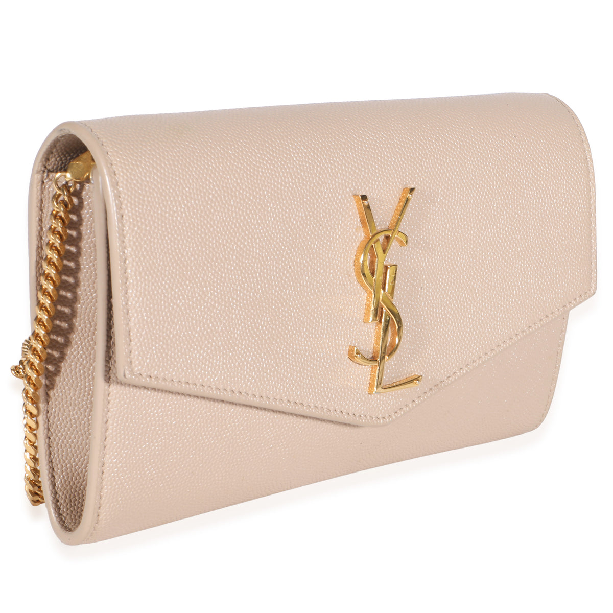 Saint Laurent Dark Beige Grain De Poudre Uptown Chain Wallet Handbag 3
