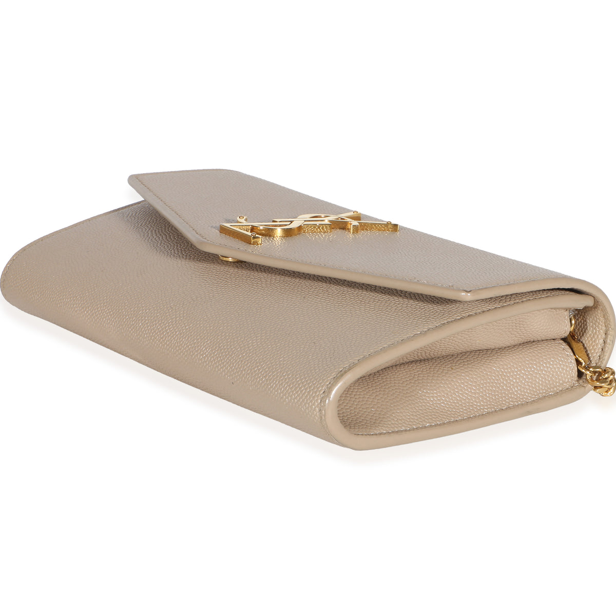 Saint Laurent Dark Beige Grain De Poudre Uptown Chain Wallet Handbag 6