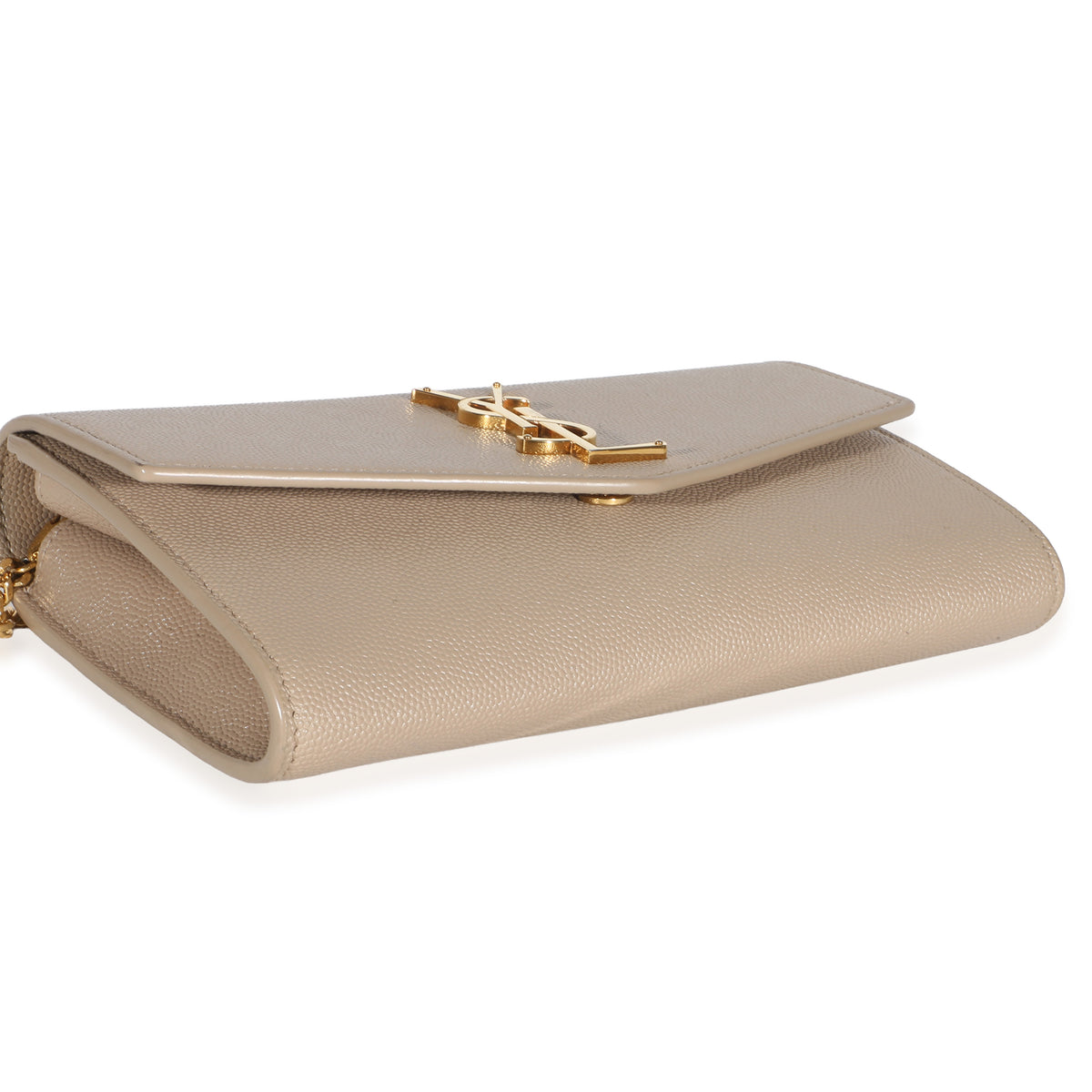 Saint Laurent Dark Beige Grain De Poudre Uptown Chain Wallet Handbag 7