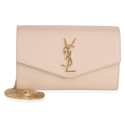 Saint Laurent Dark Beige Grain De Poudre Uptown Chain Wallet Handbag id
