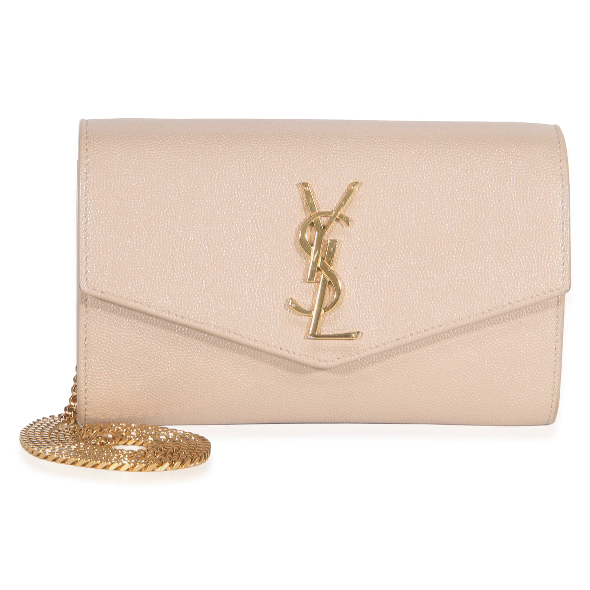 Saint Laurent Dark Beige Grain De Poudre Uptown Chain Wallet Handbag id