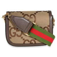 Gucci Camel Monogram Jumbo GG Cafskin Web Small Horsebit 1955 Shoulder Bag Handbag 4