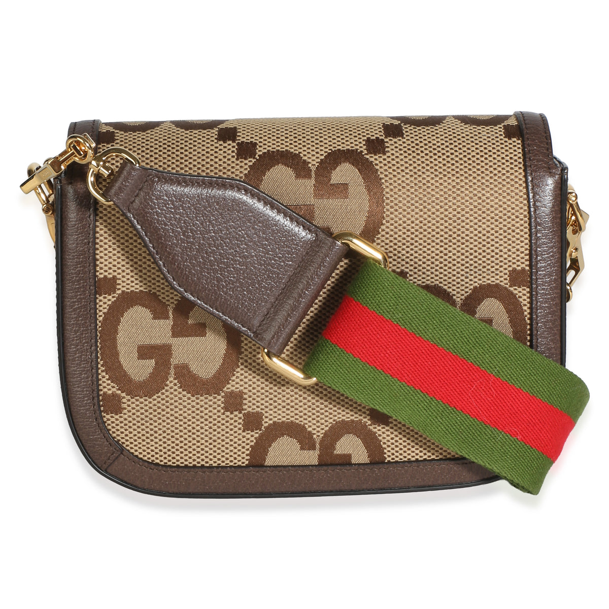 Gucci Camel Monogram Jumbo GG Cafskin Web Small Horsebit 1955 Shoulder Bag Handbag 4