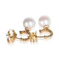 David Yurman Yellow Gold Pearl and Diamond Solari Earrings 4