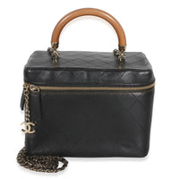Chanel Black Flat Quilted Lambskin Knock On Wood Large Vanity Case Handbag id
