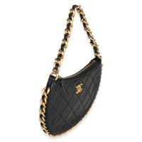 Chanel Black Shiny Quilted Lambskin Mini CC Chain Around Hobo Handbag 3