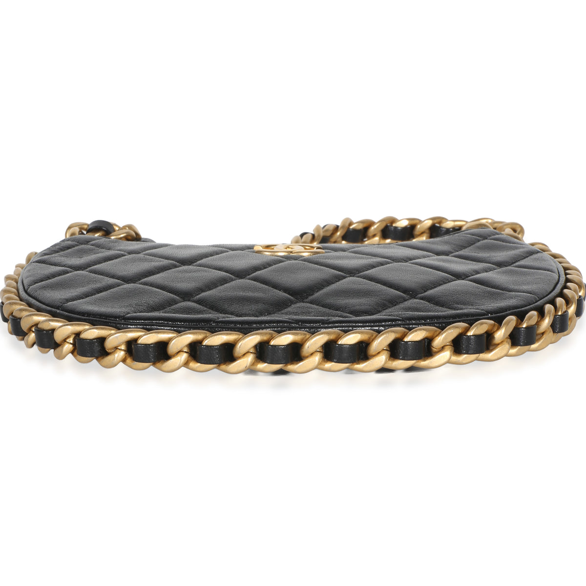 Chanel Black Shiny Quilted Lambskin Mini CC Chain Around Hobo Handbag 5