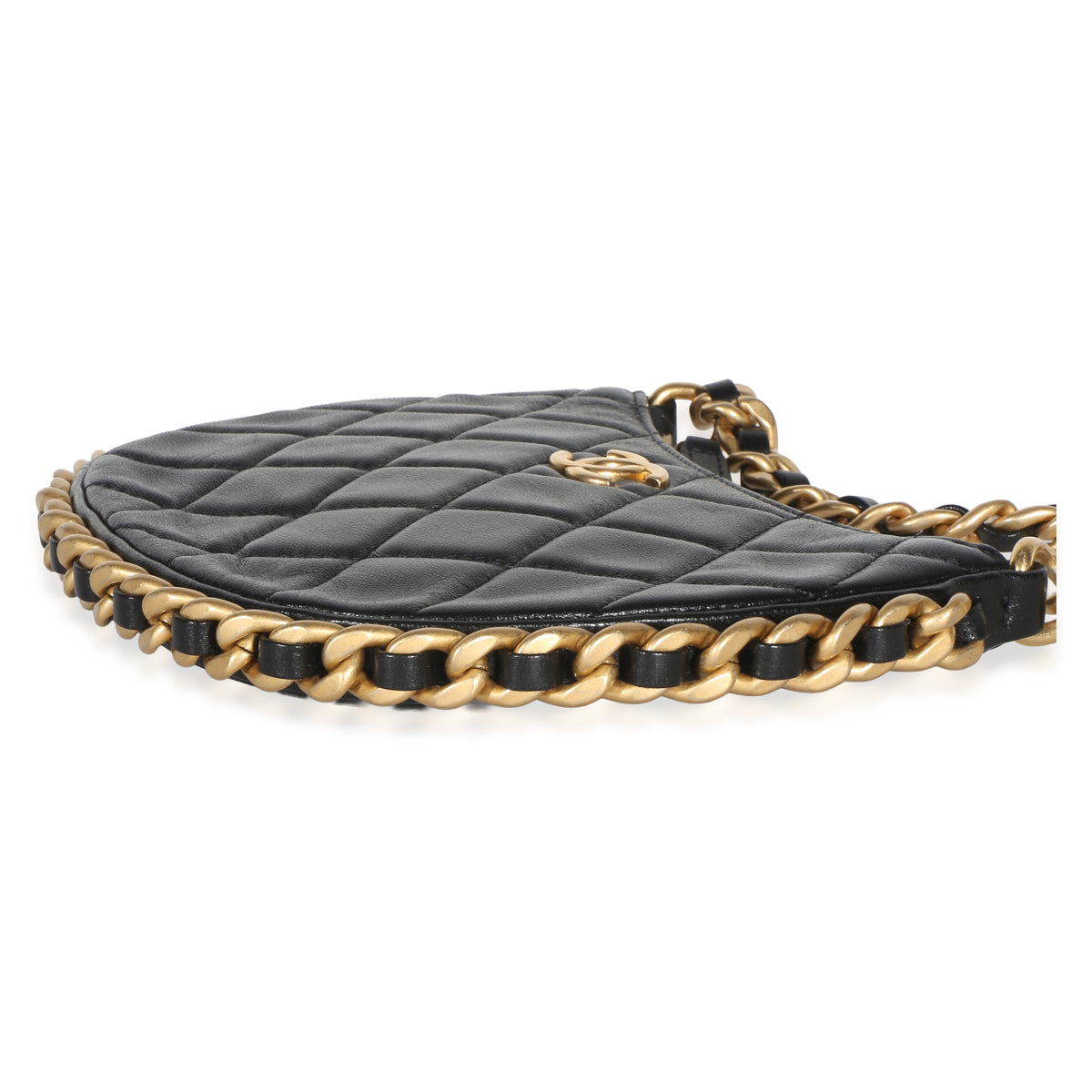 Chanel Black Shiny Quilted Lambskin Mini CC Chain Around Hobo Handbag 6