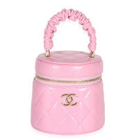 Chanel Pink Quilted Lambskin Ruched Handle Vanity Case Handbag id