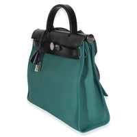 Hermès Noir Vache Hunter Malachite Toile Canvas Herbag Zip 31 Handbag 2