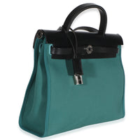 Hermès Noir Vache Hunter Malachite Toile Canvas Herbag Zip 31 Handbag 3