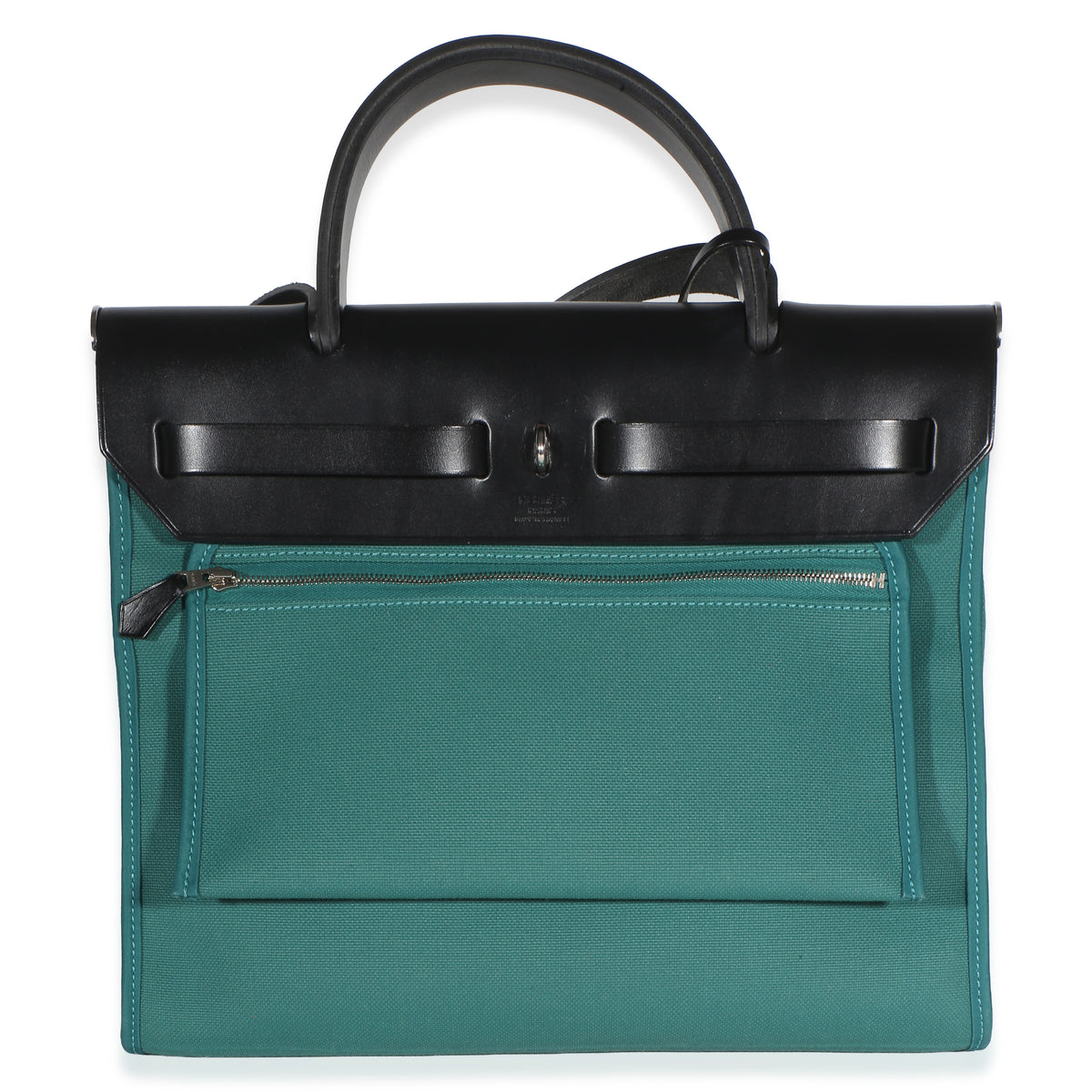 Hermès Noir Vache Hunter Malachite Toile Canvas Herbag Zip 31 Handbag 4
