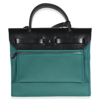 Hermès Noir Vache Hunter Malachite Toile Canvas Herbag Zip 31 Handbag 4