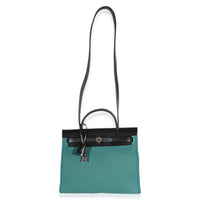 Hermès Noir Vache Hunter Malachite Toile Canvas Herbag Zip 31 Handbag 8