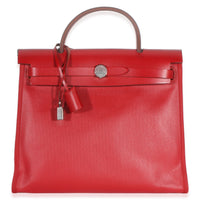 Hermès Rouge Piment Vache Hunter Berline Canvas Toile Herbag Zip 31 Handbag id