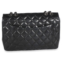 Chanel Black Quilted Lambskin Jumbo Single Flap Bag Handbag 4