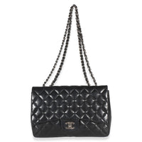 Chanel Black Quilted Lambskin Jumbo Single Flap Bag Handbag 8
