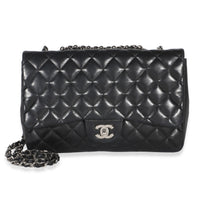 Chanel Black Quilted Lambskin Jumbo Single Flap Bag Handbag id