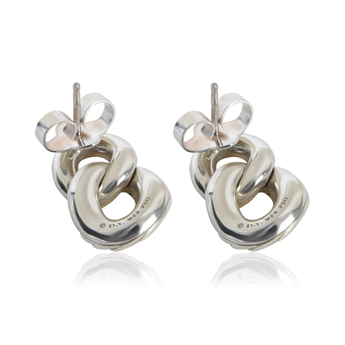 David Yurman Yellow Gold & Sterling Silver Belmont Curb Link Earrings