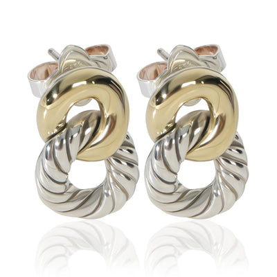 David Yurman Yellow Gold & Sterling Silver Belmont Curb Link Earrings