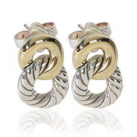 David Yurman Yellow Gold & Sterling Silver Belmont Curb Link Earrings