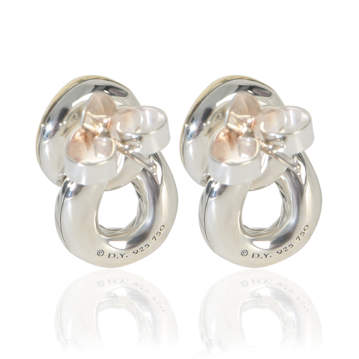 David Yurman Yellow Gold & Sterling Silver Belmont Curb Link Earrings