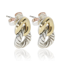 David Yurman Yellow Gold & Sterling Silver Belmont Curb Link Earrings