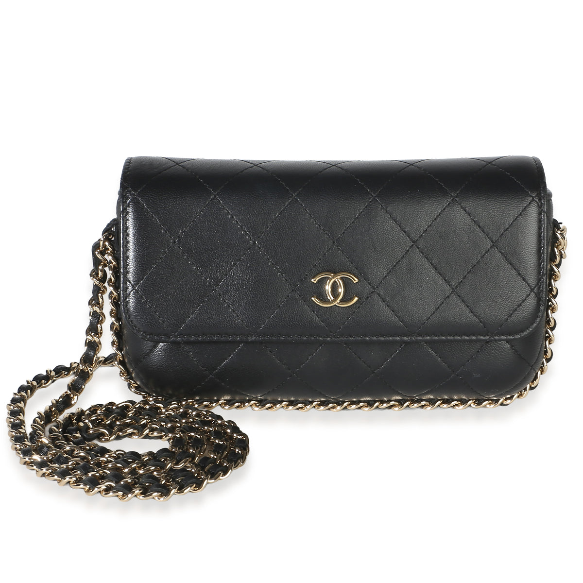 Chanel Black Quilted Calfskin CC Chain Around Phone Holder With Chain Handbag id