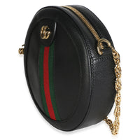Gucci Black Textured Calfskin Web Mini Ophidia Round Bag Handbag 2
