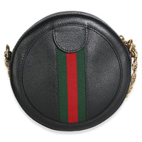 Gucci Black Textured Calfskin Web Mini Ophidia Round Bag Handbag 4