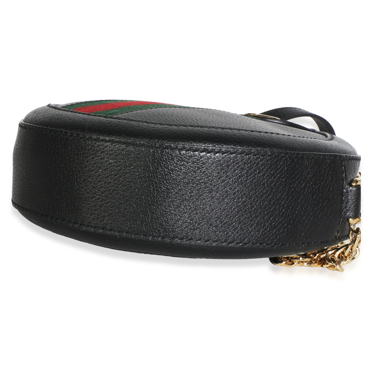 Gucci Black Textured Calfskin Web Mini Ophidia Round Bag Handbag 6