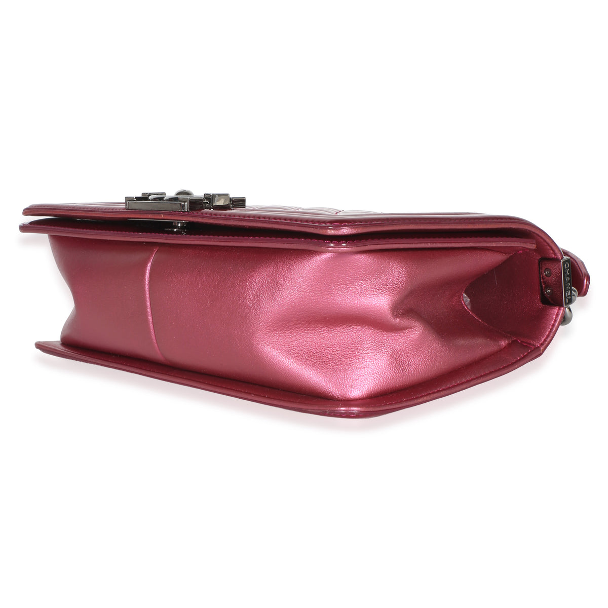 Chanel Pink Quilted Metallic Patent Old Medium Boy Bag Handbag 6