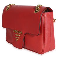Prada Red Saffiano Pattina Shoulder Flap Bag Handbag 2
