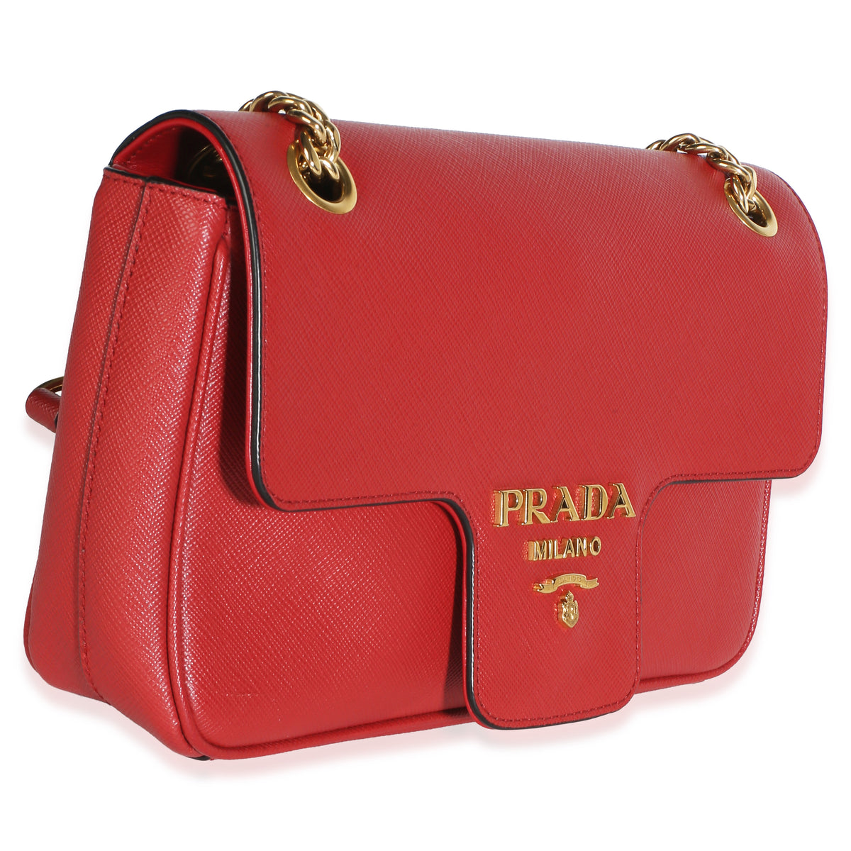 Prada Red Saffiano Pattina Shoulder Flap Bag Handbag 3