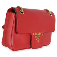 Prada Red Saffiano Pattina Shoulder Flap Bag Handbag 3