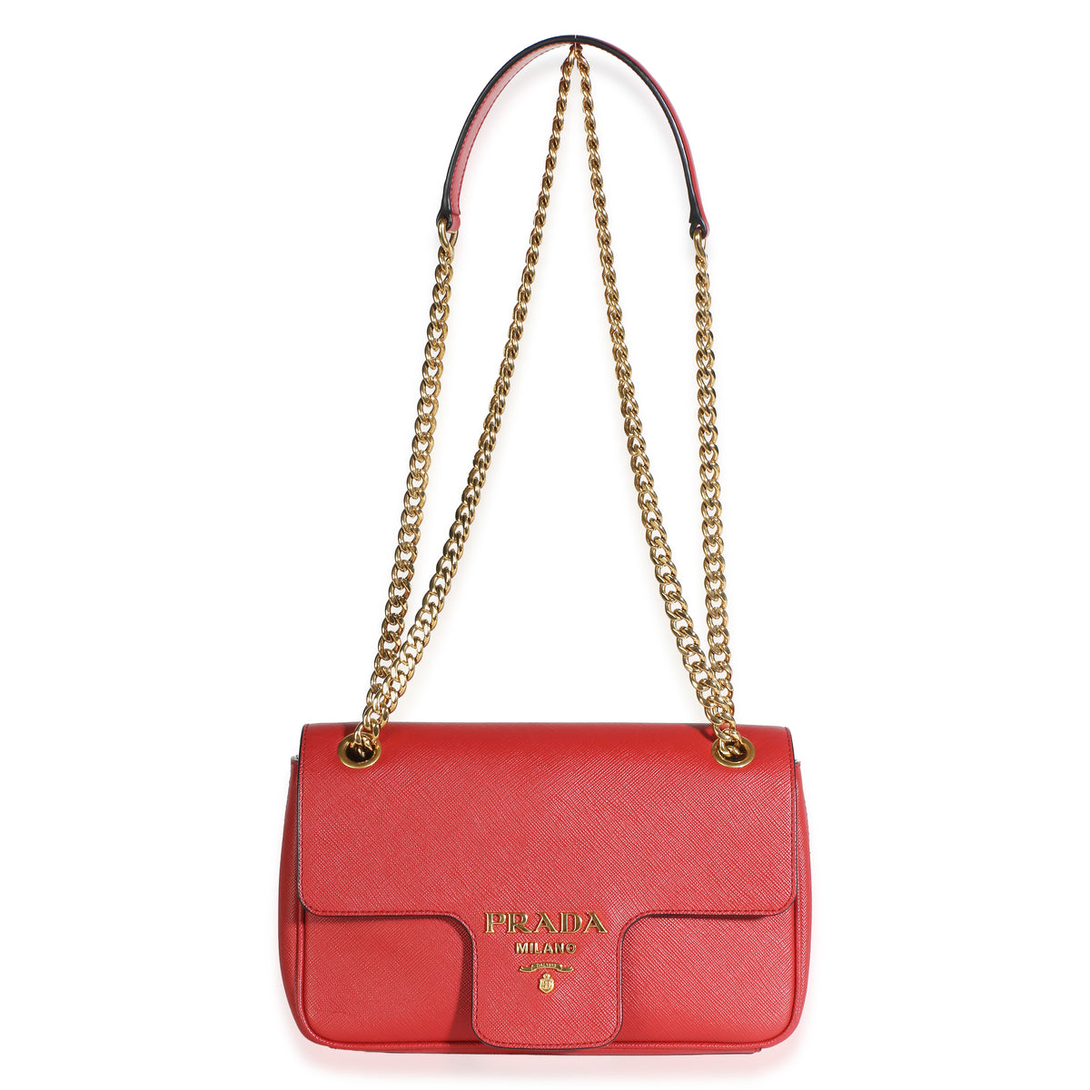 Prada Red Saffiano Pattina Shoulder Flap Bag Handbag 8