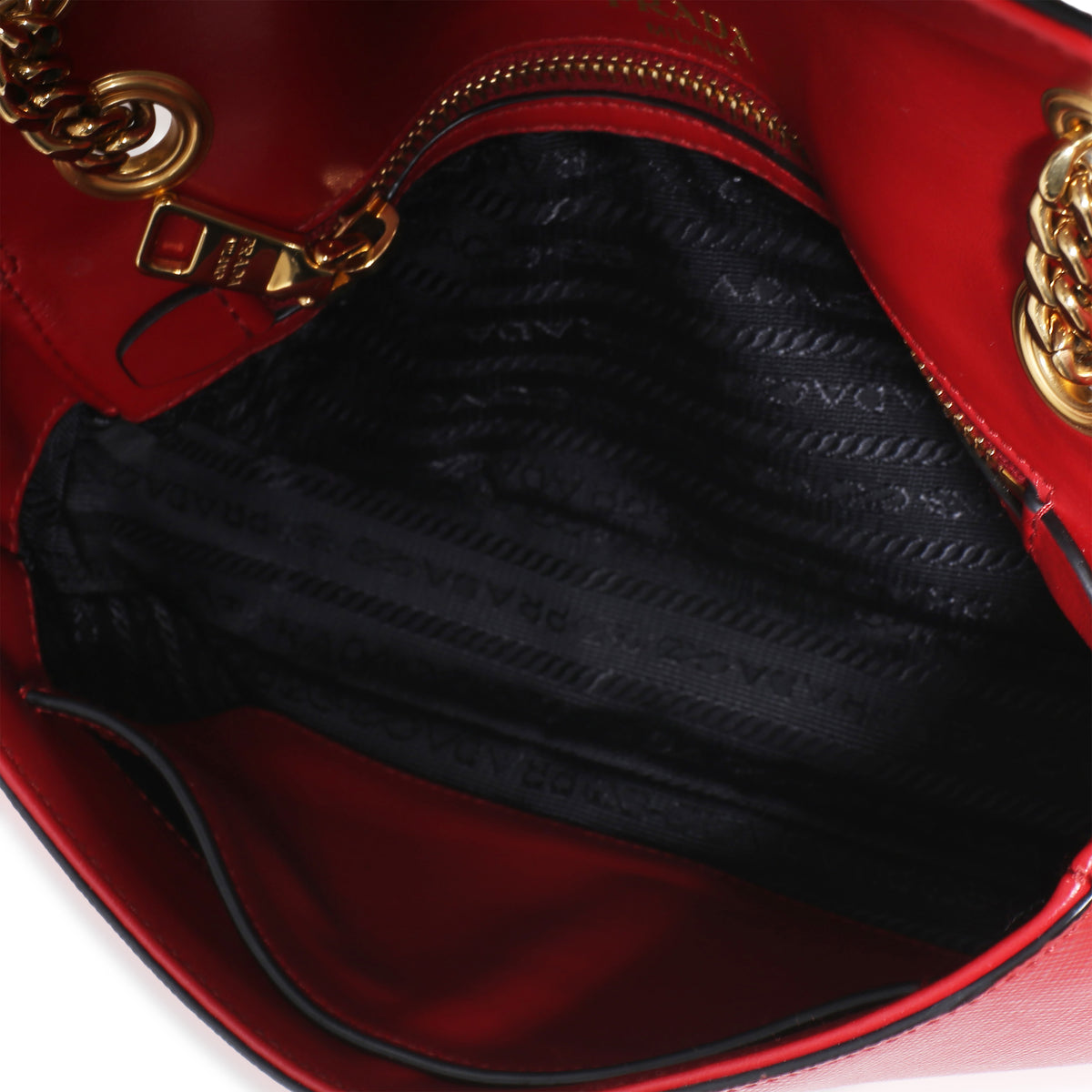 Prada Red Saffiano Pattina Shoulder Flap Bag Handbag 9