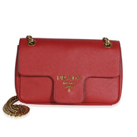 Prada Red Saffiano Pattina Shoulder Flap Bag Handbag id