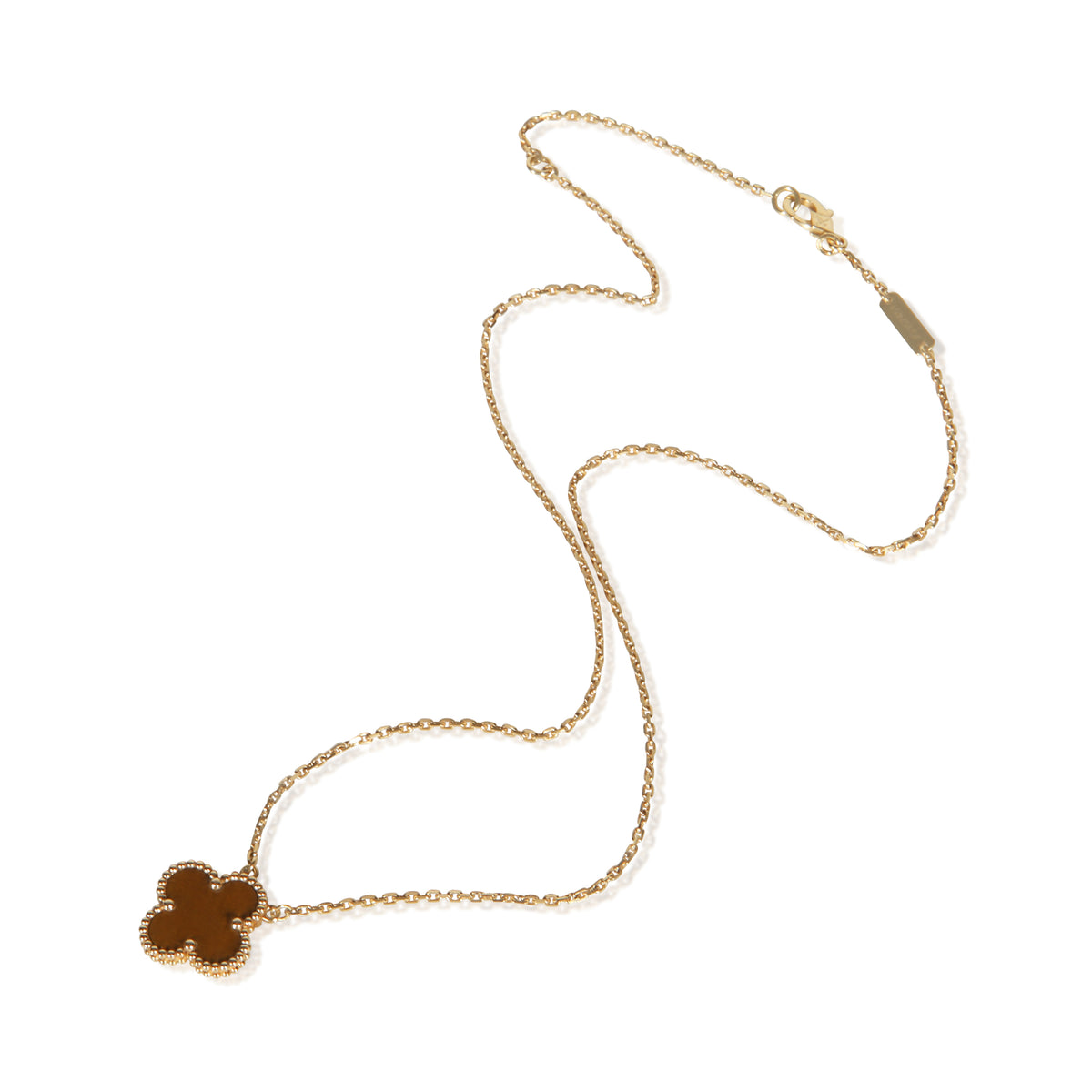 Van Cleef & Arpels Yellow Gold Tiger's Eye Vintage Alhambra Pendant 3